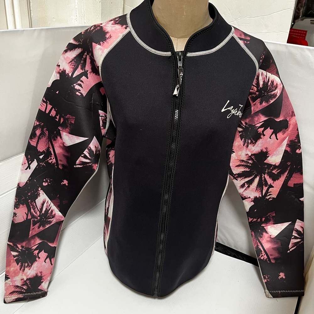 Black and Pink Layatone wetsuit with Floral Design